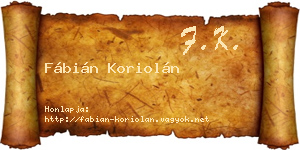 Fábián Koriolán névjegykártya